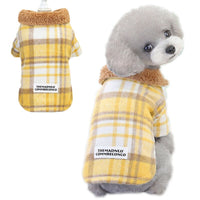 HKM-6069437 Cotton Plaid Two-Leg Coat for Pets in Blue and Yellow