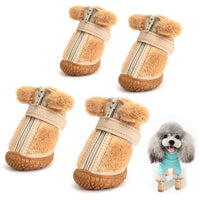 HKM-6069693 Winter Dog Booties with Ear Decoration - Anti-Slip Paw Protectors for Small Dogs