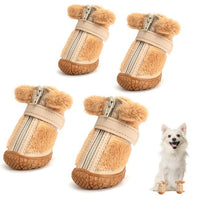 HKM-6069693 Winter Dog Booties with Ear Decoration - Anti-Slip Paw Protectors for Small Dogs