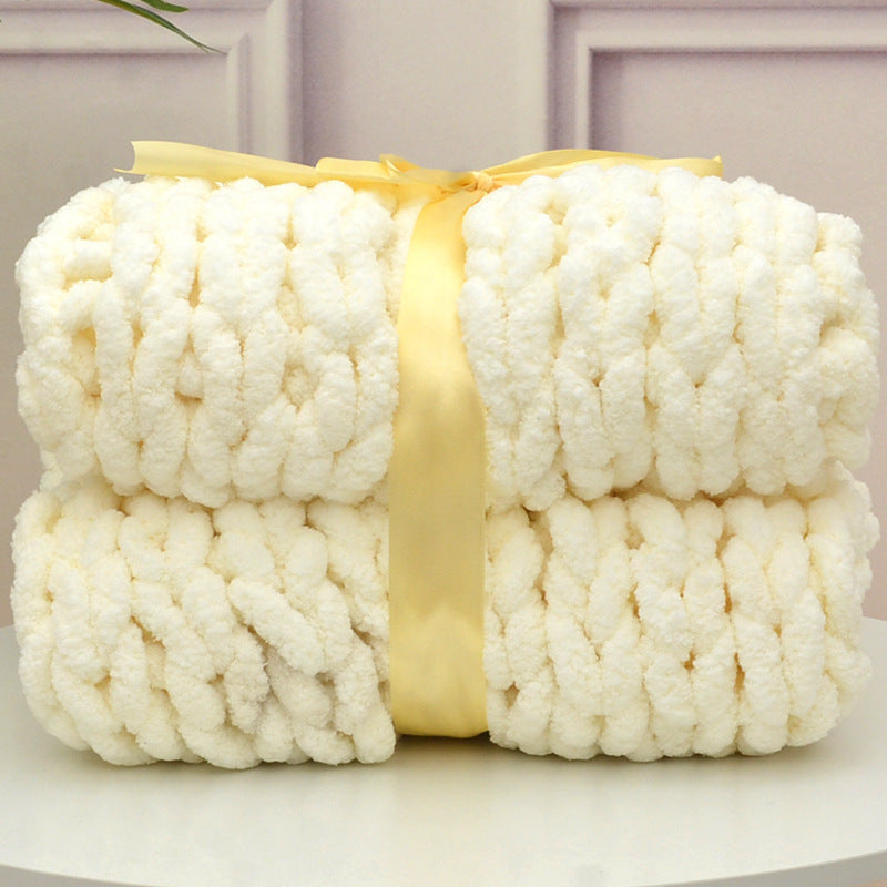 HKM-607059 Handmade Thick Polyester Woven Blanket for Sofa Decor