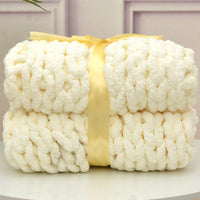 HKM-607059 Handmade Thick Polyester Woven Blanket for Sofa Decor