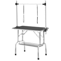 HKM-6070717 36 Inch Adjustable Portable Dog Grooming Table with Non-Slip Surface and Heavy-Duty Steel Frame
