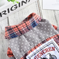 HKM-6071229 Spring and Summer Casual Dog Shirt in Yellow and Orange Plaid for Small Pets