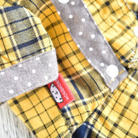 HKM-6071229 Spring and Summer Casual Dog Shirt in Yellow and Orange Plaid for Small Pets