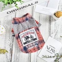 HKM-6071229 Spring and Summer Casual Dog Shirt in Yellow and Orange Plaid for Small Pets
