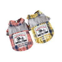HKM-6071229 Spring and Summer Casual Dog Shirt in Yellow and Orange Plaid for Small Pets