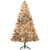 HKM-607187 7.5ft Pre-Lit Christmas Tree with Star-Shaped Metal Stand, Customizable Size for Home and Holidays