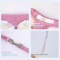 HKM-6072637 Cream Lace Bow Pet Leash in Multiple Colors for Small to Large Dogs