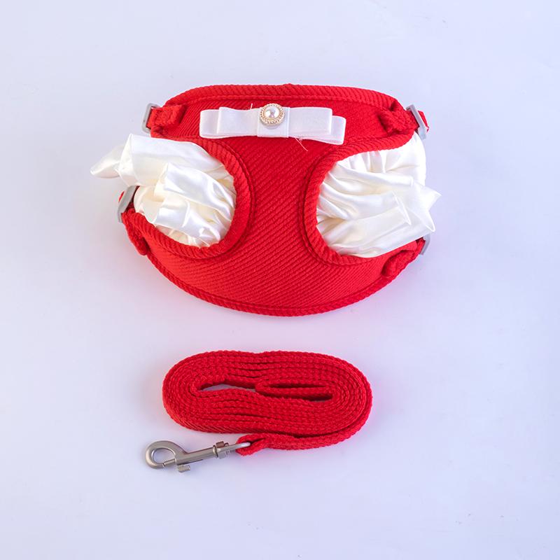 HKM-6072637 Cream Lace Bow Pet Leash in Multiple Colors for Small to Large Dogs