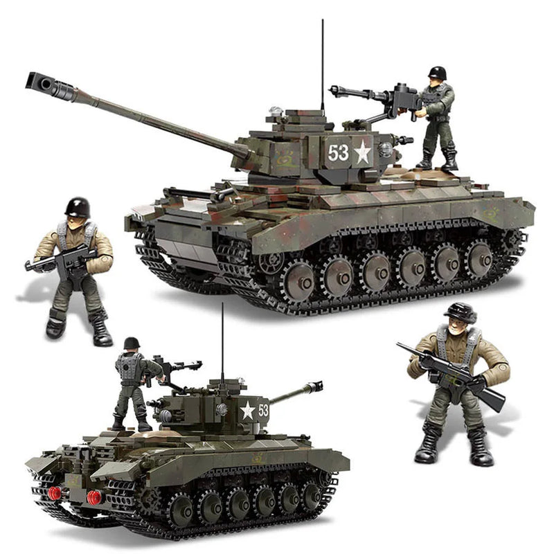 HKM-607315 Heavy Tank Building Block Set with Military Figures - Educational Construction Toy for Ages 6 and Up