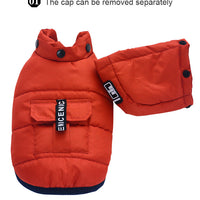 HKM-6073405 Removable Waterproof Cotton Pet Vest with Adjustable Hat in Multiple Colors