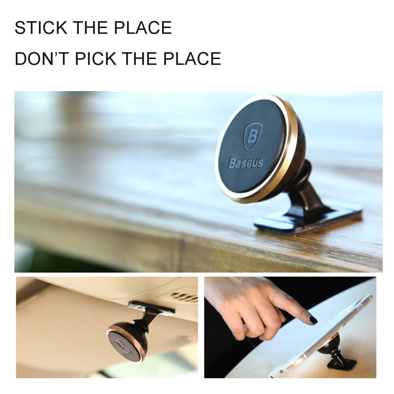 HKM-607443 Magnetic Suspension Phone Holder for Cars - 360-Degree Rotating Adhesive Bracket in Rose Gold, Silver, Local Gold