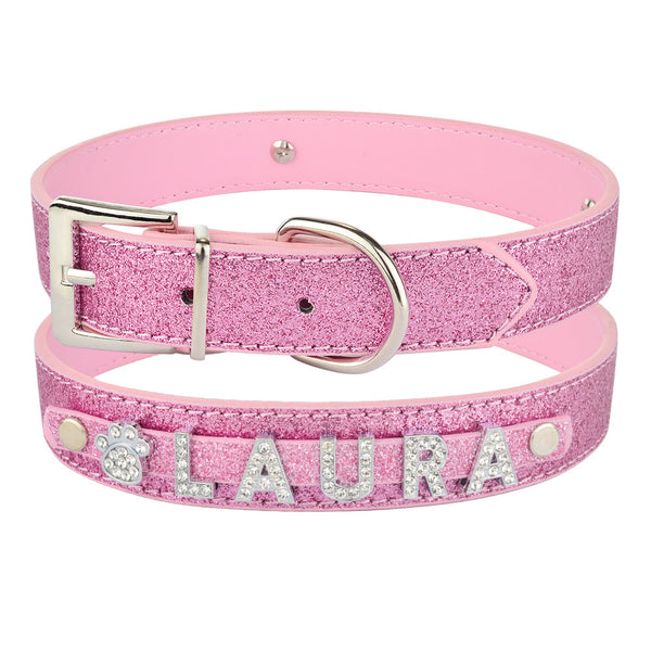 HKM-6074685 Customizable Alphabet Dog Name Collar in PU with Zinc Alloy Accessories, Multiple Sizes Available