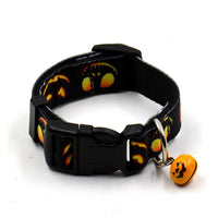 HKM-6074813 Ghost Halloween Series Dog Collar with Bell - Durable Imitation Nylon, Adjustable Size S-L