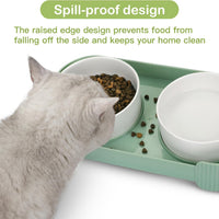HKM-6076093 Elevated Ceramic Cat Bowls Set with 15° Tilted Design for Anti-Vomiting and Spill-Proof Feeding