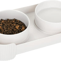 HKM-6076093 Elevated Ceramic Cat Bowls Set with 15° Tilted Design for Anti-Vomiting and Spill-Proof Feeding