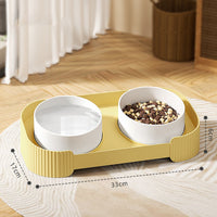 HKM-6076093 Elevated Ceramic Cat Bowls Set with 15° Tilted Design for Anti-Vomiting and Spill-Proof Feeding