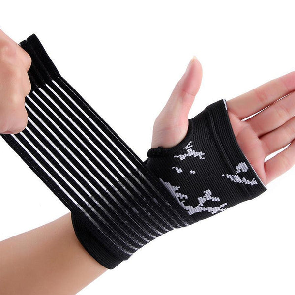 HKM-607635 Black Knitted Compression Palm for Sports and Activities, Made of 70% Nylon and 30% Spandex, One Size Fits Most