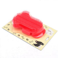 HKM-607635 Foot-Shaped Rubber Pet Bathing and Massage Brush in Red, Blue, and White