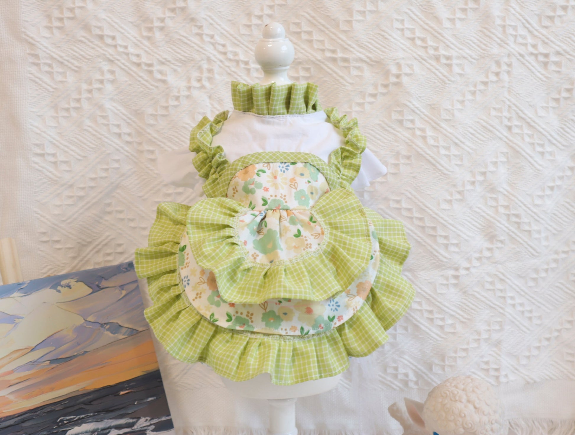 HKM-6076605 Pumpkin Cake Skirt & Hat Set for Cats - Polyester Pet Sweater in Various Sizes