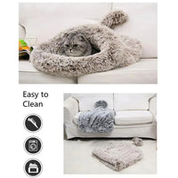 HKM-6078653 Cozy Plush Cat and Dog Hideout House with Warm Mat for Small Animals