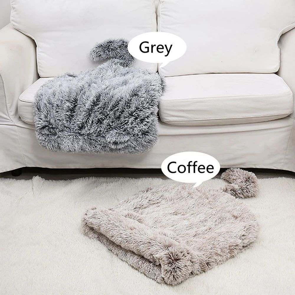 HKM-6078653 Cozy Plush Cat and Dog Hideout House with Warm Mat for Small Animals