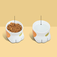 HKM-6078781 Ceramic Cat Paw Bowl - White Food and Water Bowl for Cats
