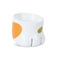 HKM-6078781 Ceramic Cat Paw Bowl - White Food and Water Bowl for Cats