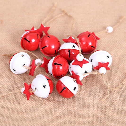 HKM-608019 Colorful Iron Bell Ornaments for Christmas Tree Decoration - Red and White