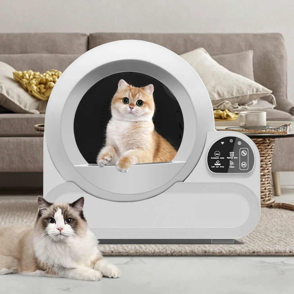 HKM-608019 Self-Cleaning Cat Litter Box with 70L Capacity, Odor Control, Dust-Free, WiFi App Control