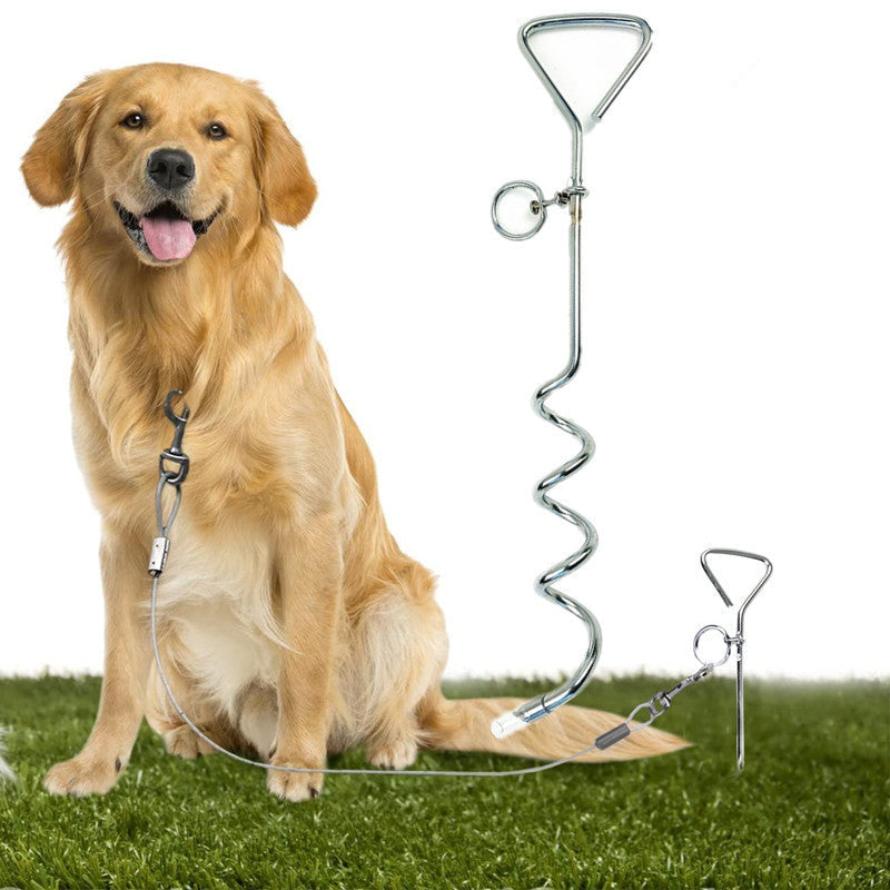 HKM-6081853 Durable Spiral Dog Tie-Out Stake for Secure Outdoor Tethering, Easy Installation, Rust Resistant