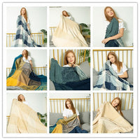 HKM-608211 Cozy Fleece Blanket - Soft Plush Leisure Blanket with Pastoral Landscape Design, Available in Multiple Sizes