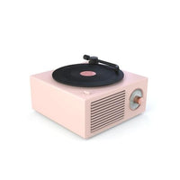 HKM-608211 Retro Mini Bluetooth Record Player Speaker - Wireless Audio with 8-Hour Battery Life, USB Charging, Dual Speakers, and Card Insert Function