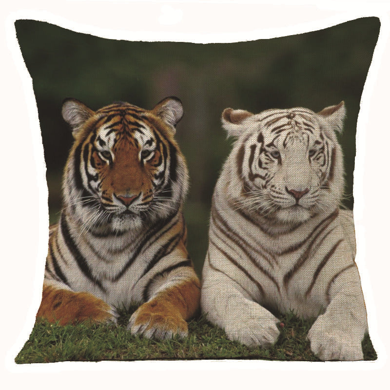 HKM-608275 Animal Print Linen Cushion Cover 45x45cm - European Classical Style