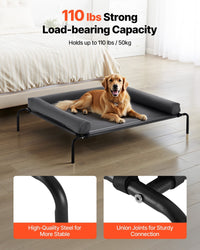 HKM-6083005 Elevated Dog Bed for Large Dogs with Supportive Pillow, Portable Raised Cot in Gray