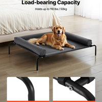 HKM-6083005 Elevated Dog Bed for Large Dogs with Supportive Pillow, Portable Raised Cot in Gray