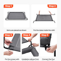 HKM-6083005 Elevated Dog Bed for Large Dogs with Supportive Pillow, Portable Raised Cot in Gray