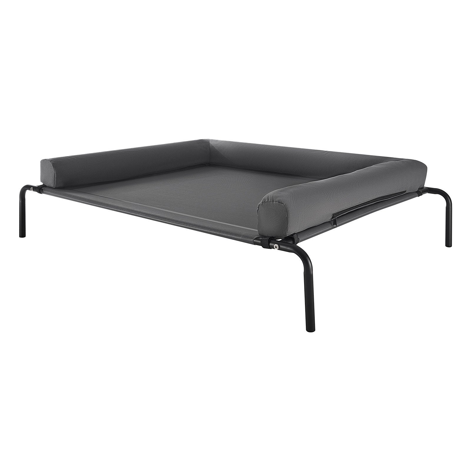 HKM-6083005 Elevated Dog Bed for Large Dogs with Supportive Pillow, Portable Raised Cot in Gray