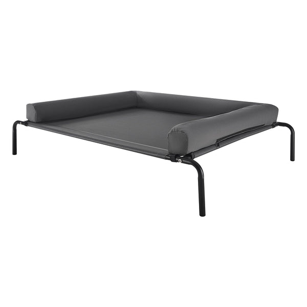 HKM-6083005 Elevated Dog Bed for Large Dogs with Supportive Pillow, Portable Raised Cot in Gray