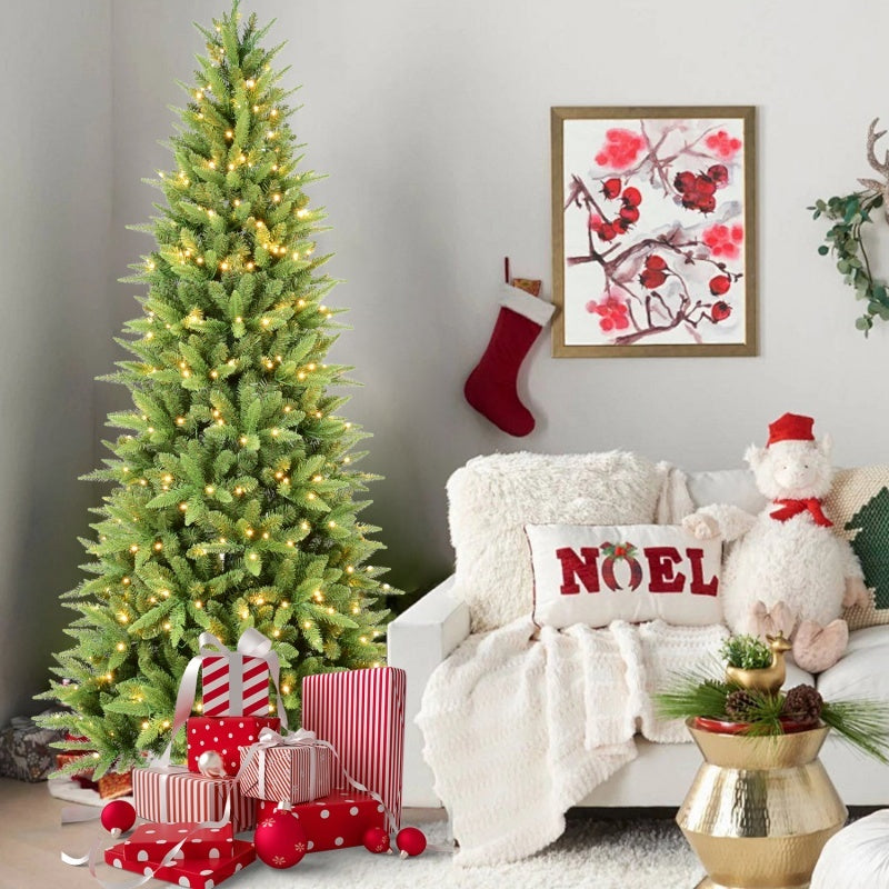 HKM-608339 Mixed PE/PVC Christmas Tree with Warm White LED Lights, Available in 4ft to 9ft with Various Tip Counts