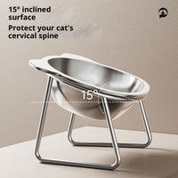 HKM-6084541 Stainless Steel Elevated Cat Bowl with Neck Support for Comfortable Eating