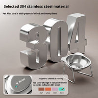 HKM-6084541 Stainless Steel Elevated Cat Bowl with Neck Support for Comfortable Eating