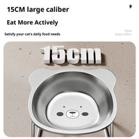 HKM-6084541 Stainless Steel Elevated Cat Bowl with Neck Support for Comfortable Eating