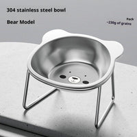 HKM-6084541 Stainless Steel Elevated Cat Bowl with Neck Support for Comfortable Eating