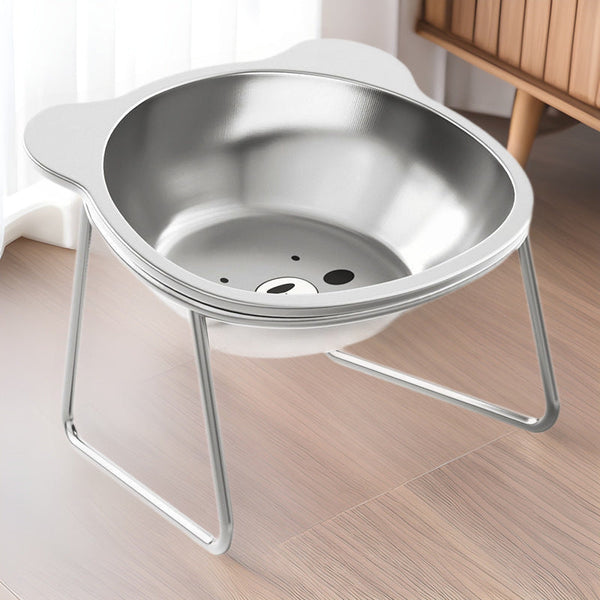 HKM-6084541 Stainless Steel Elevated Cat Bowl with Neck Support for Comfortable Eating