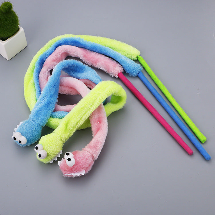 HKM-6085181 Interactive Cartoon Snake Cat Toy - Colorful Rod for Engaging Playtime
