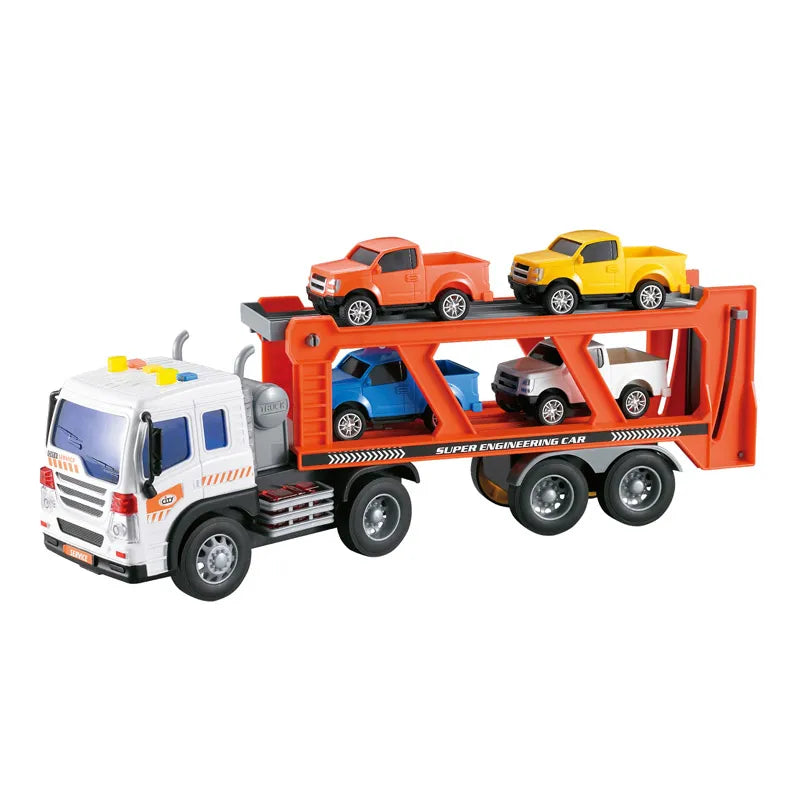 HKM-608531 1:16 Friction Truck Toy Set with 4 Mini Trucks - Diecast Container Vehicles for Ages 2-7
