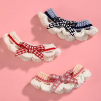 HKM-608595 Hand-Woven Cat Collar Bib with Cartoon Pattern in Red, Blue, and Pink