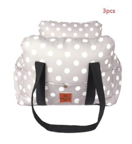 HKM-6086589 Travel-Friendly Dog Kennel for Pets Up to 14 lbs - Striped Gray, Polka Dot Gray, Blue