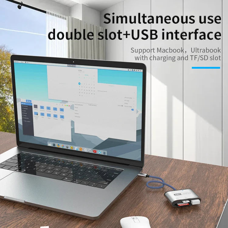 HKM-608787 USB 3.0 Type-C & Micro USB Card Reader for SD/TF Cards - Data Transfer Adapter for Smartphones & MacBooks